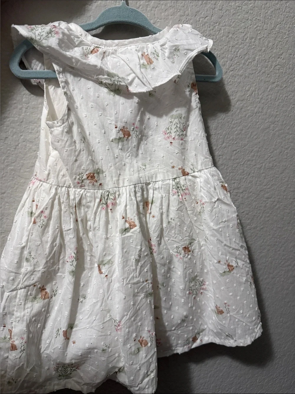 Carter's White Floral Swiss Dot Dress with Pink and Green Accents